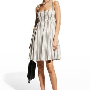 Rebecca Taylor Grey and Cream Striped Babydoll Dress Size 4